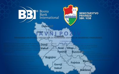 Ministarstvo gospodarstva KSB objavljuje Javni poziv koji je objavila Bosna Bank International d.d. Sarajevo  za gospodarska društva i obrtnike koji imaju sjedište na području Kantona Središnja Bosna